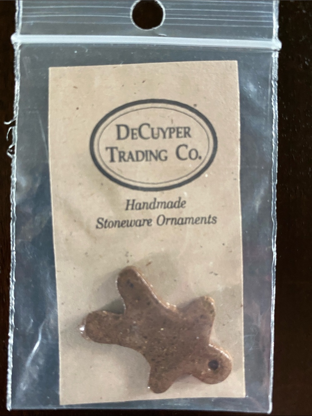 DeCuyper Trading Co. Handmade Stoneware Gingerbread Man Ornament - Brown